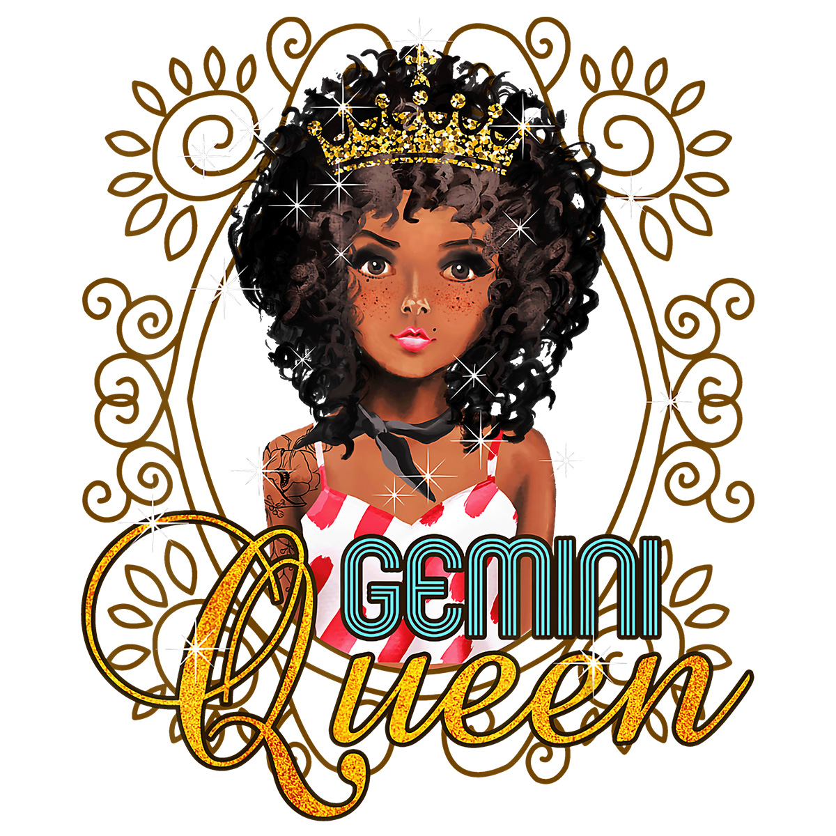 Black Gemini Queen Melanin Natural Hair Retro Vintage Png Black Woman