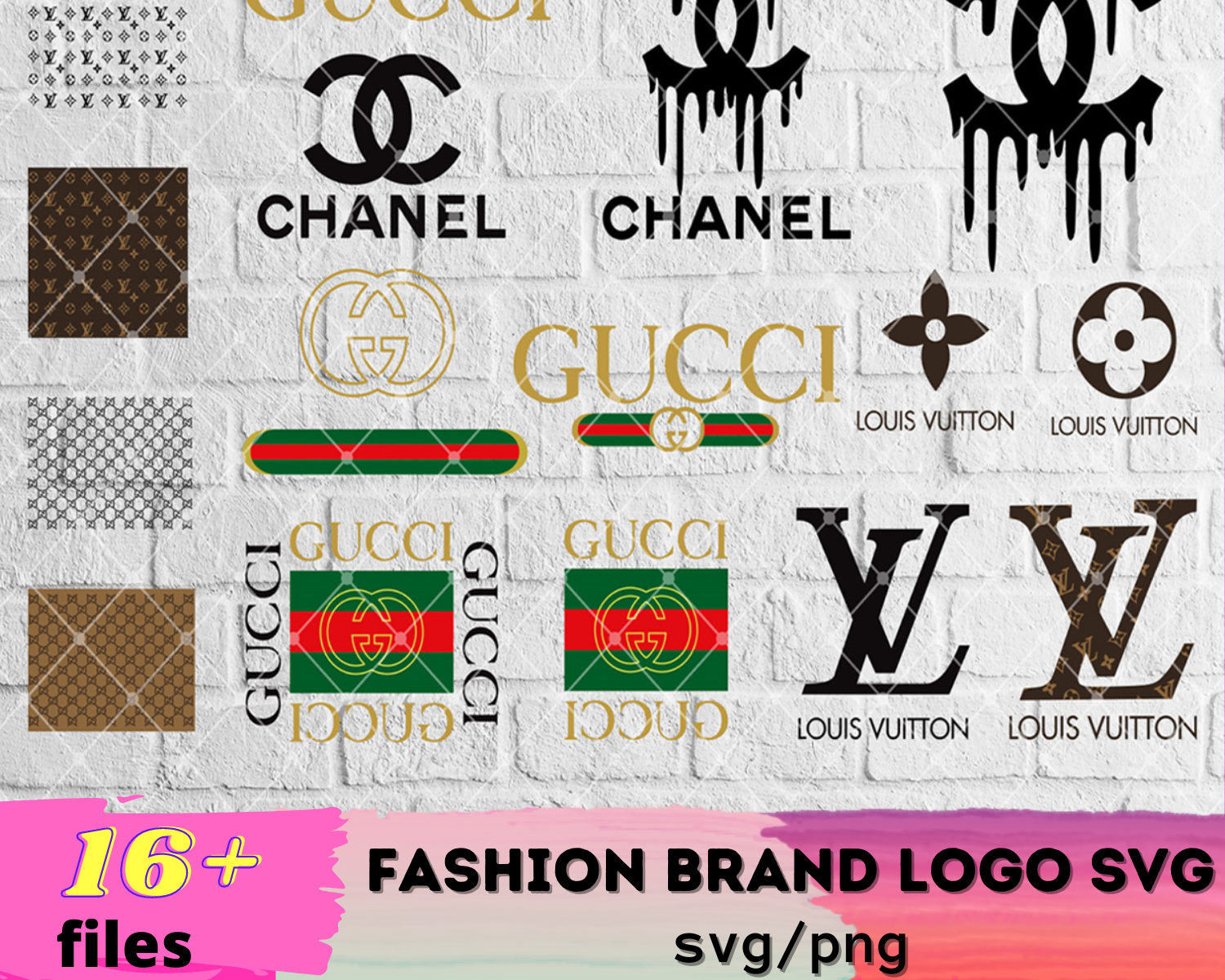 Designer Brand logos SVG PNG Fashion Brand SVG Logo Fashion brand svg DXF 