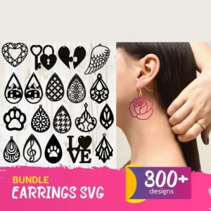 300+ Earrings Bundle Svg, Trending Svg, Leather Earrings Svg,