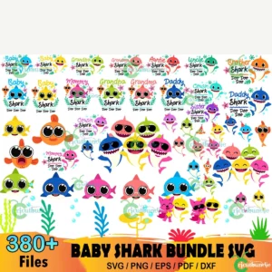 380+ Baby Shark Bundle Svg, Baby Shark Party, Kids Svg
