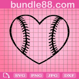 Baseball Heart SVG, File For Cricut, For Silhouette, Cut File, Dxf, Png, Svg, Digital Download