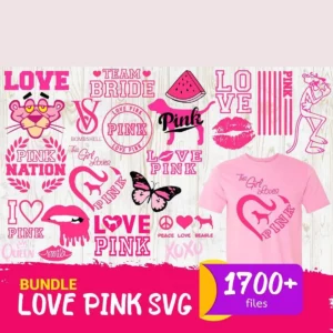 love Pink, Love Pink SVG Bundle, Love Pink Clip Art Bundle, Love Pink, Love Pink Dog