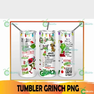 The Grinch Christmas Tumbler Wrap Png, Skinny Tumbler Png