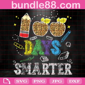100 Days Smarter Svg, 100Th Day Svg, Back To School Svg, Leopard 100Th Day, 100Th Day Vector, 100Th Day Clipart, Student Svg, Kindergarten Svg, School Svg