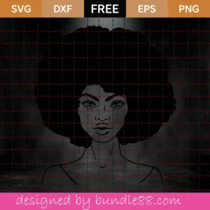 Afro Woman Svg Free, Afro Girl Svg, Instant Download, African American Woman Svg Invert