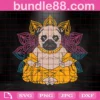 Buddha Pug Dog Svg, Buddha Svg, Buddha Svg, Pug Dog Svg, Pug Svg, Meditating Dog