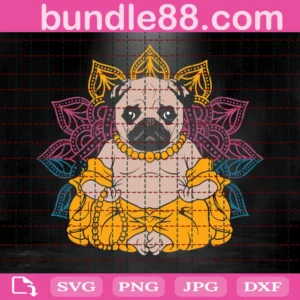 Buddha Pug Dog Svg, Buddha Svg, Buddha Svg, Pug Dog Svg, Pug Svg, Meditating Dog