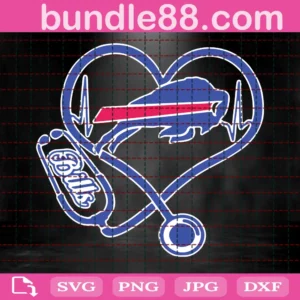 Buffalo Bills Heart Stethoscope Svg, Sport Svg, Buffalo Bills, Bills Svg, Nurse Bills Svg, Bills Heart Svg, Bills Nfl, Bills Logo Svg, Super Bowl Svg, Super Bowl Heart