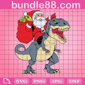 Christmas Svg, Santa Riding A Trex Svg, Santa Dinosaur Sleigh Ride Svg, Christmas Trex, Tyrannosaurus Rex, Santa Saurus Svg, Santa Claus Dino Svg
