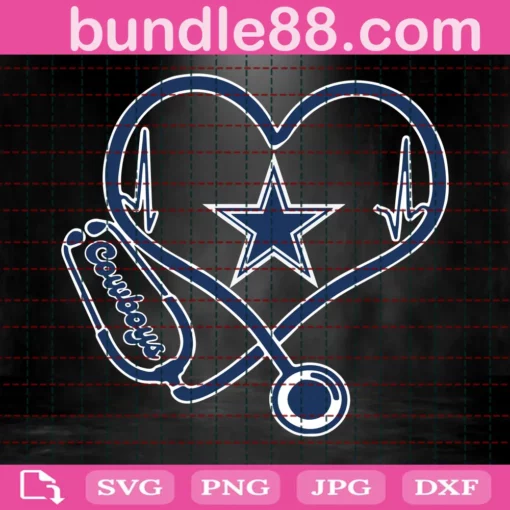 Dallas Cowboys Heart Stethoscope Svg, Sport Svg, Dallas Cowboys, Cowboys Svg, Nurse Cowboys Svg, Cowboys Stethoscope Svg, Cowboys Heart Svg, Cowboys Nfl