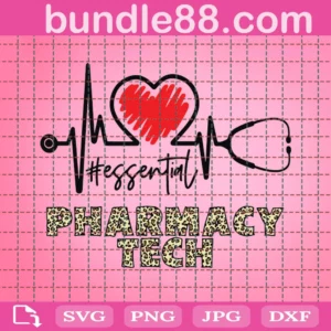 Essential Pharmacy Tech Heartbeat Nurse Svg, Nurse Svg, Heartbeat Svg, Stethoscope Svg, Nursing Svg, Stethoscope Nurse Svg, Nurse Mom Svg, Nurse Life Svg