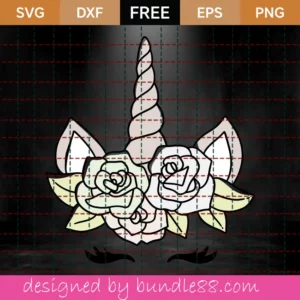Floral Unicorn Face – Free Clip Art