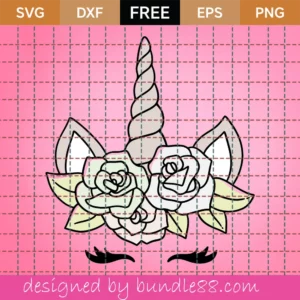 Floral Unicorn Face – Free Clip Art Invert