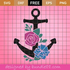 Free Anchor With Flowers Svg