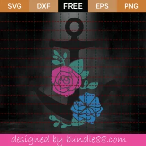 Free Anchor With Flowers Svg Invert