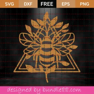Free Bee Triangle And Leaves Branch Svg Invert