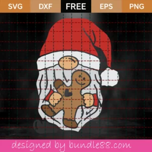 Free Christmas Gnome With A Gingerbread Svg