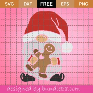 Free Christmas Gnome With A Gingerbread Svg Invert