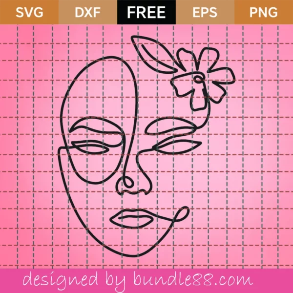 Free Continuous Line Floral Woman Face Svg