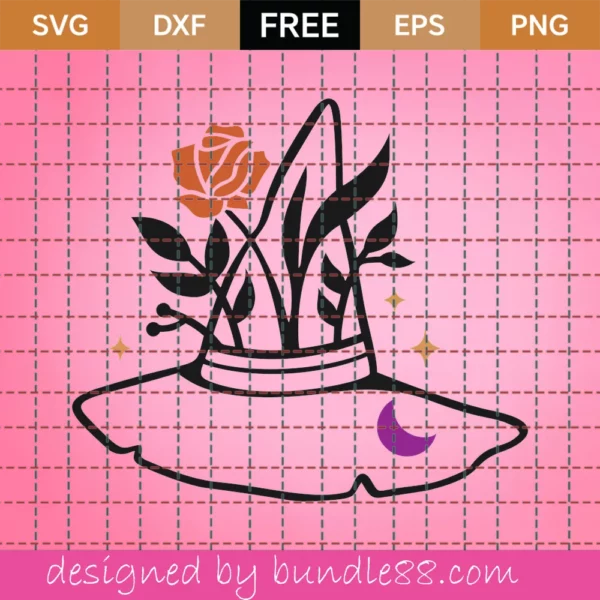 Free Floral Witch Hat Svg