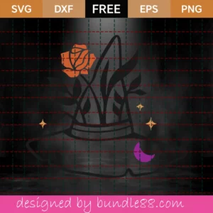 Free Floral Witch Hat Svg Invert