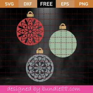 Free Mandala Christmas Balls Svg Invert