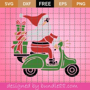 Free Santa Claus On A Scooter Svg