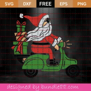 Free Santa Claus On A Scooter Svg Invert