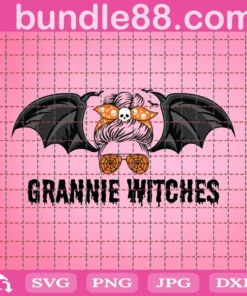 Grannie Witches Png, Halloween Png, Bat Png, Halloween Spooky Mom Png, Halloween Messy Bun, Halloween Mom Png, Halloween Mama Png