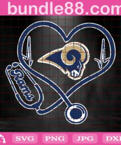 Los Angeles Rams Heart Stethoscope Svg, Sport Svg, Los Angeles Rams, Rams Svg, Nurse Rams Svg, Rams Stethoscope Svg, Rams Heart Svg, Rams Nfl, Rams Logo Svg