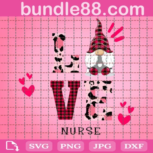 Love Nurse Svg, Valentine Svg, Valentines Day Svg, Love Svg, Nurse Svg, Gnome Svg, Gnome Love Svg, Valentine Gnome Svg, Gnome Vector, Valentines Hearts Svg