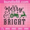 Merry And Bright Svg, Christmas Lights Svg, Christmas Svg, Merry Christmas, Christmas Truck Svg, Svg Files For Cricut, Sublimation Designs Downloads