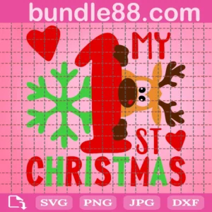Merry Christmas Svg, My 1St Christmas Svg, My First Christmas Svg, Reindeer Svg, Santa, Svg Files For Cricut, Cut File, Dxf Files For Laser