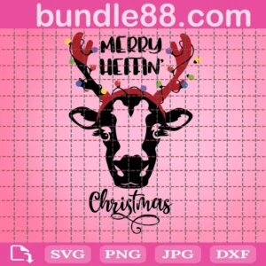 Merry Heffin' Christmas Svg, Holiday Svg, Christmas Saying Svg, Christmas Svg, Christmas Cow Svg, Winter Svg, Silhouette, Cricut Cut File