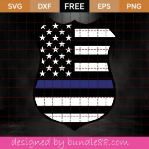 Police Badge Svg Free, American Flag Svg, Blue Line Svg, Instant Download Invert