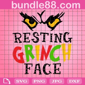 Resting Grinch Face Svg, Grinch Face Svg, Grinch, Grinch Ornament, Grinch Smile, Christmas Svg, Cricut, Silhouette, Digital Download, Png, Svg, Eps, Pdf