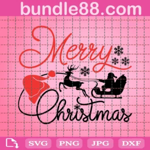 Santa Sleigh Svg, Reindeer Svg, Christmas Svg, Winter Svg, Merry Christmas Svg, Buffalo Plaid Svg, Cricut, Sublimation Designs Downloads