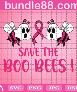 Save The Boo Bees Png, Breast Cancer Halloween Png, Halloween Png, Boo Bees Png, Pink Ribbon Png, Breast Cancer Awareness, Fun Boobs Png, Sublimation