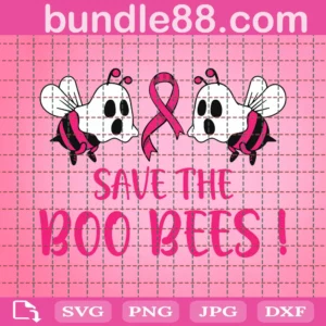 Save The Boo Bees Png, Breast Cancer Halloween Png, Halloween Png, Boo Bees Png, Pink Ribbon Png, Breast Cancer Awareness, Fun Boobs Png, Sublimation