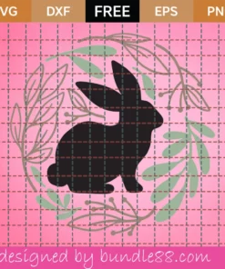 Free Bunny Silhouette In A Wreath Svg