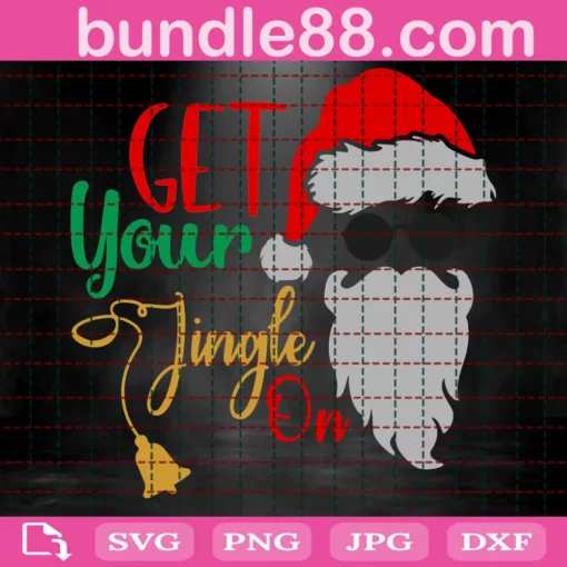 Get Your Jingle On Svg, Christmas Bells Svg, Santa Svg, Merry Christmas Svg, Christmas Svg, Winter Svg, Christmas Snowflake Svg Invert