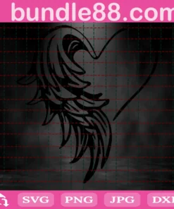 Heart And Angel Wings Svg, Trending Svg, Angel Wings Svg, Heart Wings Svg, Heart Svg, Memory Svg, Tattoo Design Svg, Your Wings Were Ready, Angles Lover Svg, Gift For Lover Svg, Gift For Her Svg, Invert