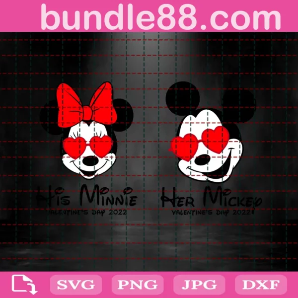 His Mickey And Her Minnie Mouse Svg, Disney Svg, His Mickey Svg, Her Mickey Svg Invert