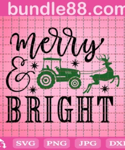 Merry And Bright Svg, Christmas Deer Svg, Merry Christmas Svg, Svg, Christmas Tree Svg, Winter Svg