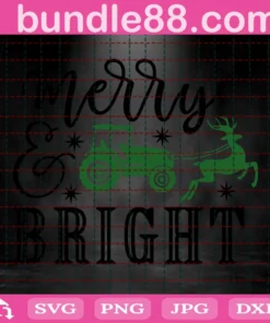 Merry And Bright Svg, Christmas Deer Svg, Merry Christmas Svg, Svg, Christmas Tree Svg, Winter Svg Invert