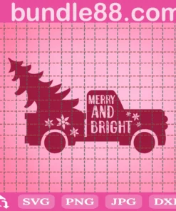 Merry And Bright Svg, Snowflake Svg, Red Christmas Truck Svg, Merry Christmas Svg, Christmas Tree Svg, Winter Svg