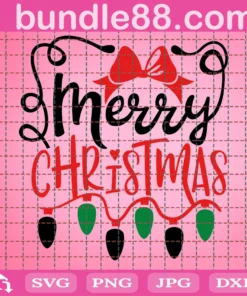 Merry Christmas Svg, Bow And Christmas Lightssvg, Christmas Svg, Merry Christmas Saying Svg, Christmas Clip Art, Christmas Cut Files, Cricut