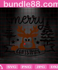 Merry Christmas Svg, Cute Deer Svg, Christmas Svg, Merry Christmas Saying Svg, Christmas Clip Art, Christmas Cut Files, Cricut Invert