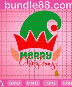 Merry Christmas Svg, Elf'S Hat And Ear Svg, Christmas Svg, Merry Christmas Saying Svg, Elf Christmas Svg, Christmas Cut Files, Cricut