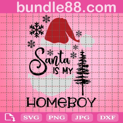 Santa Is My Homeboy Svg, Santa Face Svg, Christmas Cut Files, Santa Clipart, Funny Quote Svg, Baby Svg, Kids Shirt Design, Silhouette Cricut
